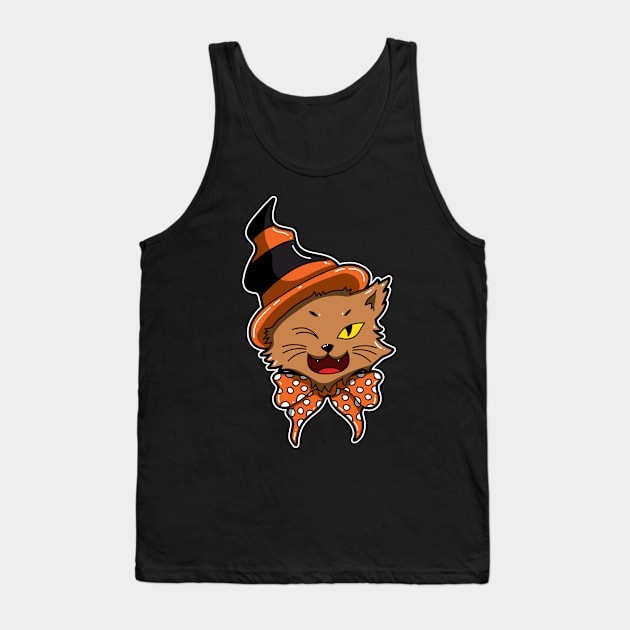 Halloween Cat With Witches Hat Tank Top by fizzyllama